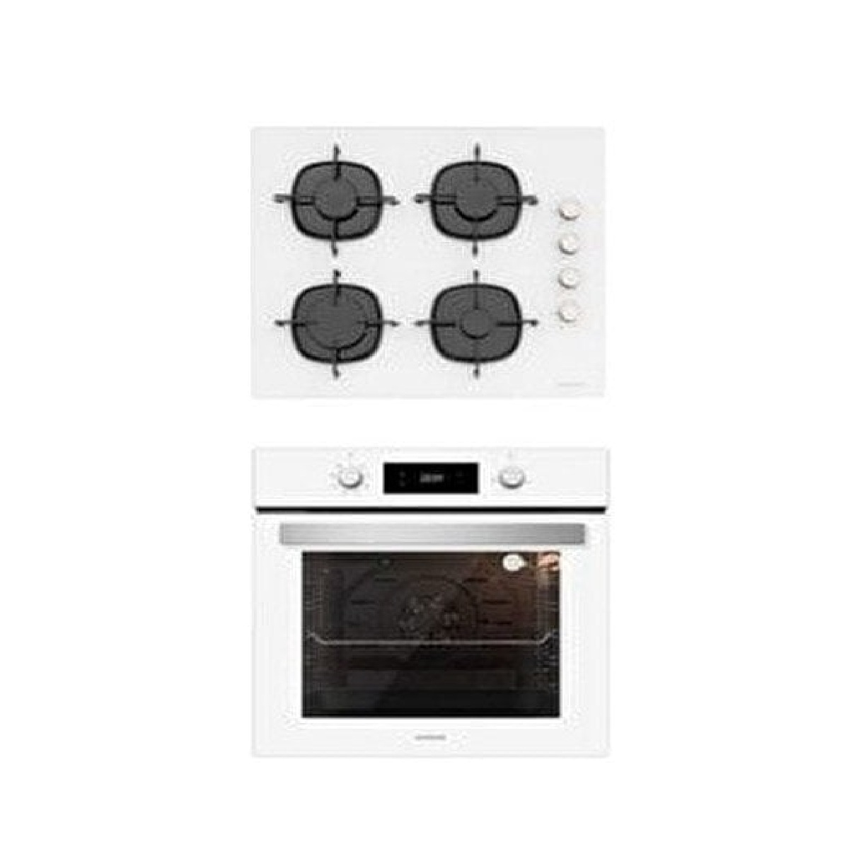 Silverline CS5335W01 Ocak-BO6504W01 Fırın Beyaz Cam Ankastre Set 