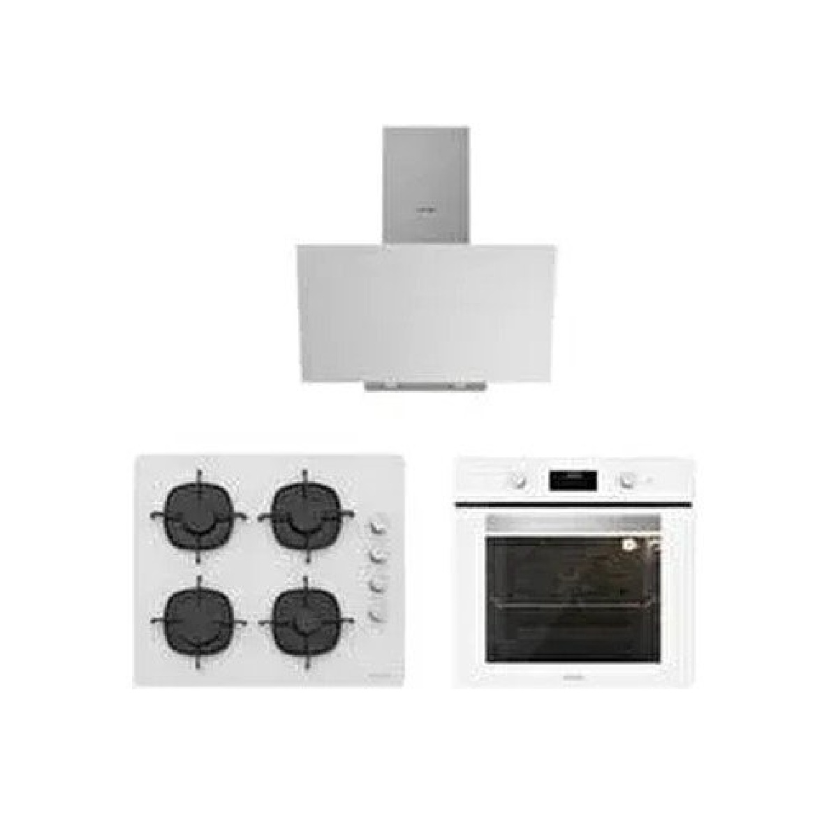 Silverline 3481 Flam Davlumbaz-CS5335W02 Ocak-BO6502W02 Fırın Beyaz Cam Ankastre Set 