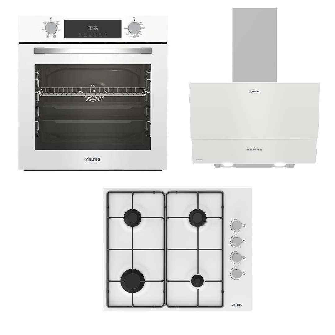 Altus ALA 510 HW Davlumbaz-ALA 310 W Ocak-ALA 322 W Fırın Beyaz Cam Ankastre Set 