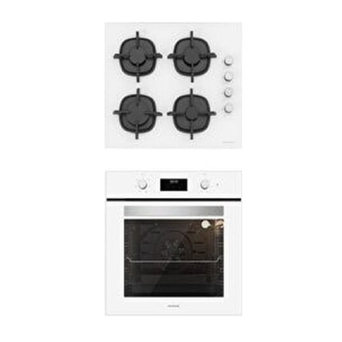 Silverline CS5343W01 Ocak-BO6502W02 Fırın Beyaz Cam Ankastre Set